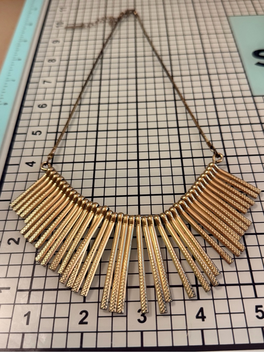Gold Fringe Bar Statement Necklace - Women Jewelry
